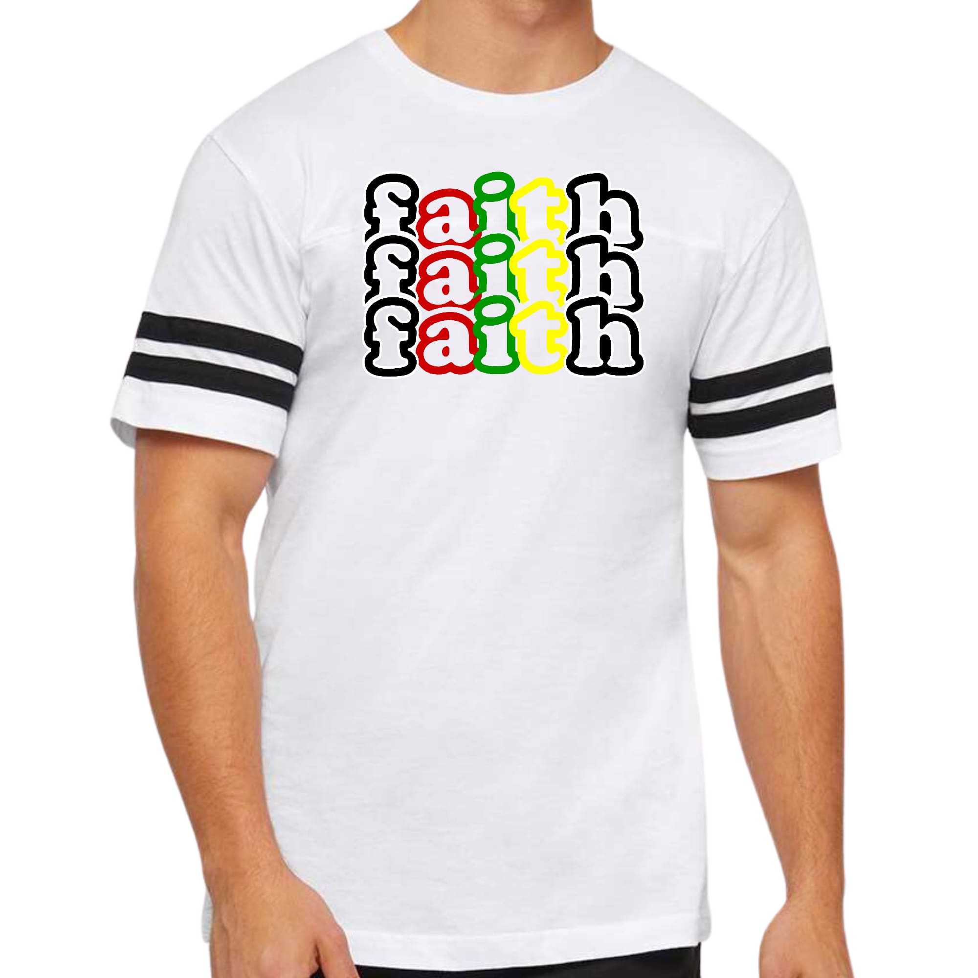 Mens Vintage Sport Graphic T-shirt Faith Stack Multicolor Black