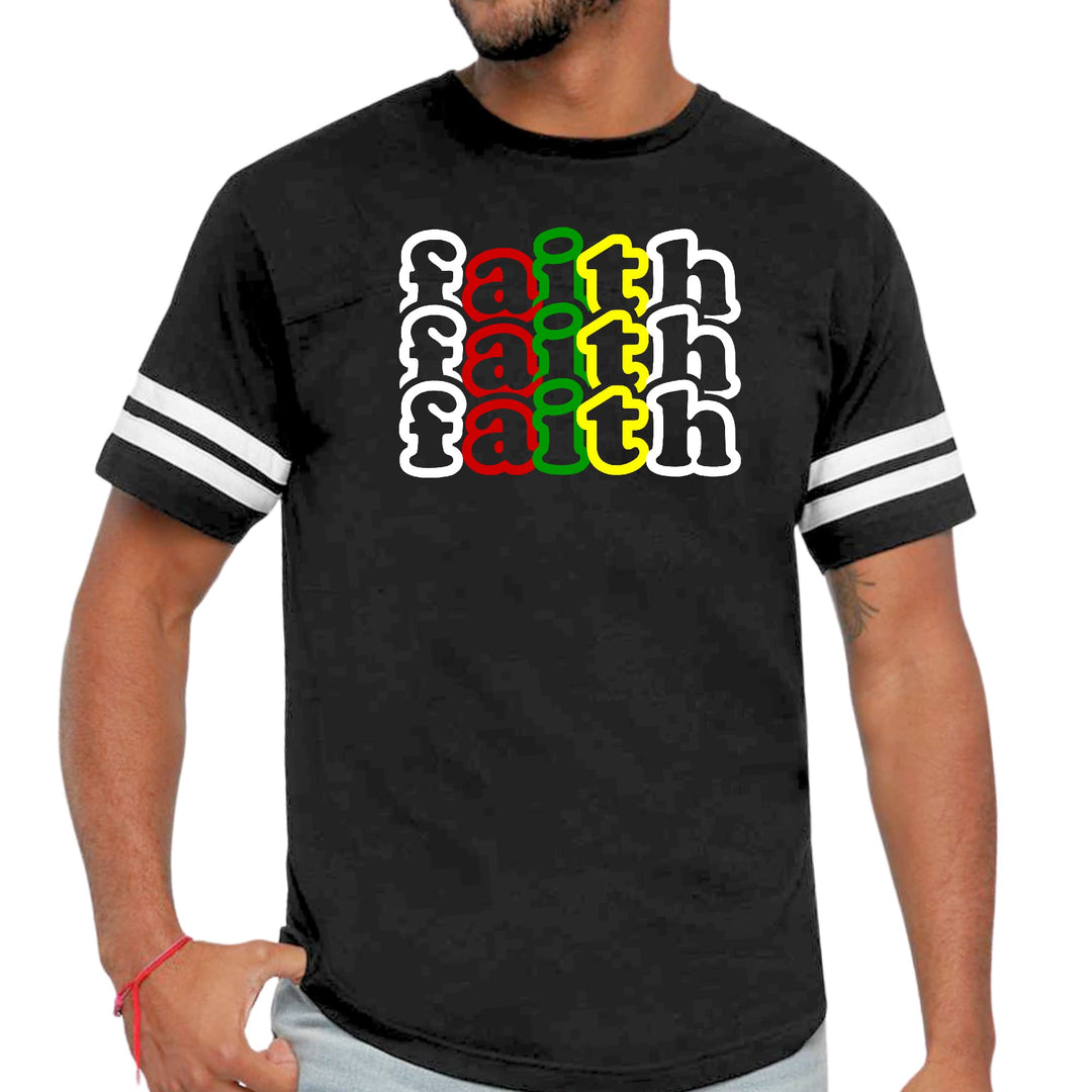 Mens Vintage Sport Graphic T-shirt Faith Stack Multicolor Illustration