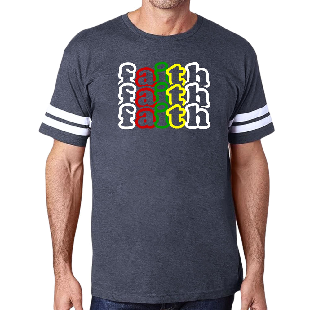Mens Vintage Sport Graphic T-shirt Faith Stack Multicolor Illustration