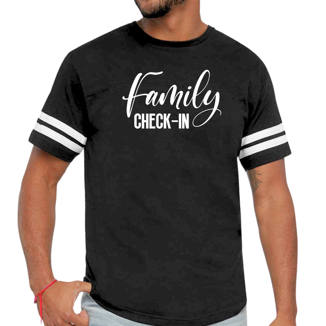 Mens Vintage Sport Graphic T-shirt Family Check-in Illustration