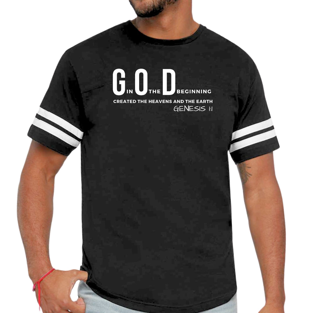 Mens Vintage Sport Graphic T-shirt God in the Beginning Print