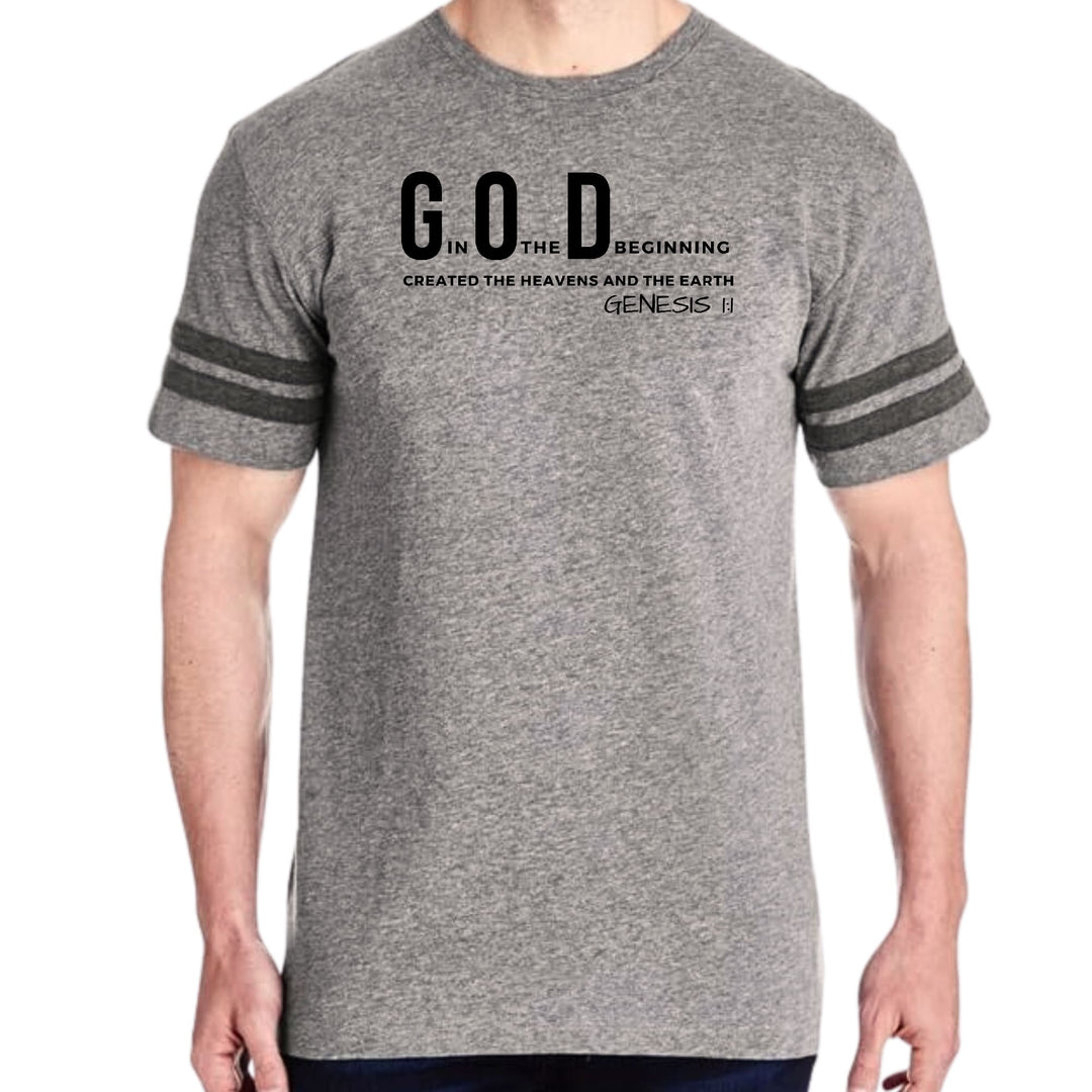 Mens Vintage Sport Graphic T-shirt God in the Beginning Print