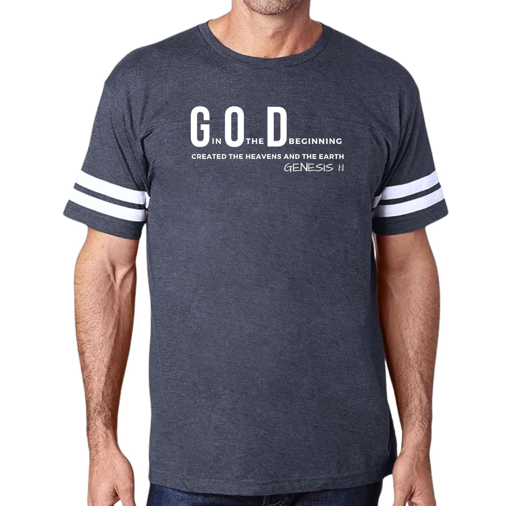 Mens Vintage Sport Graphic T-shirt God in the Beginning Print