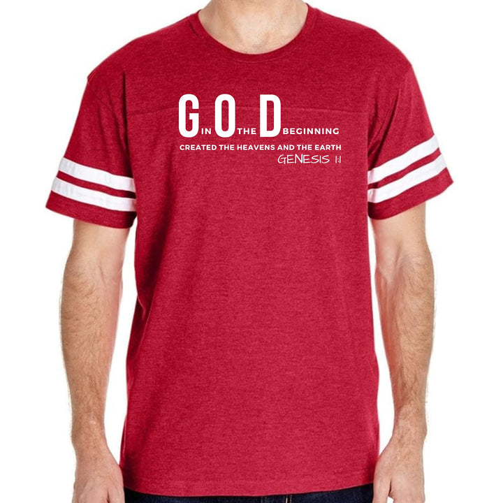 Mens Vintage Sport Graphic T-shirt God in the Beginning Print