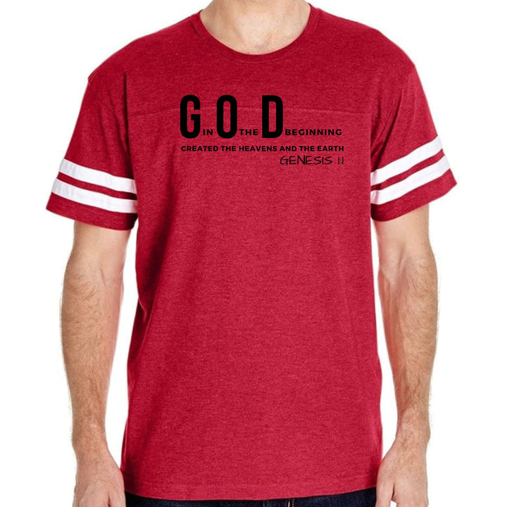 Mens Vintage Sport Graphic T-shirt God in the Beginning Print