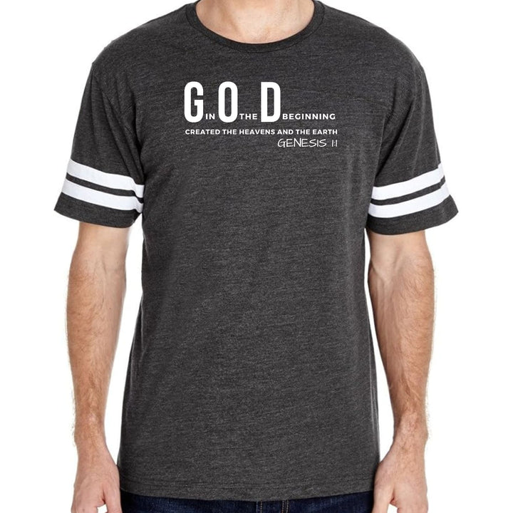 Mens Vintage Sport Graphic T-shirt God in the Beginning Print