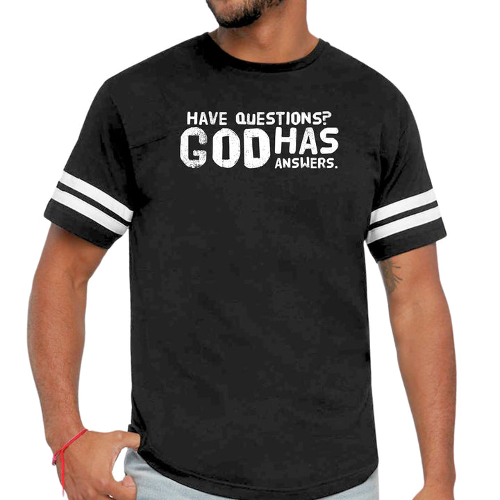 Mens Vintage Sport Graphic T-shirt have Questions God has Answers