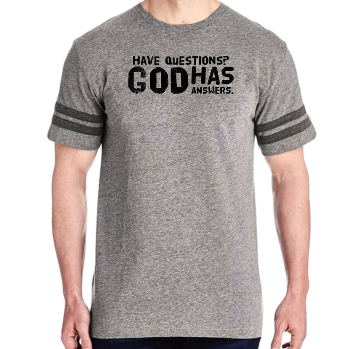 Mens Vintage Sport Graphic T-shirt have Questions God has Answers