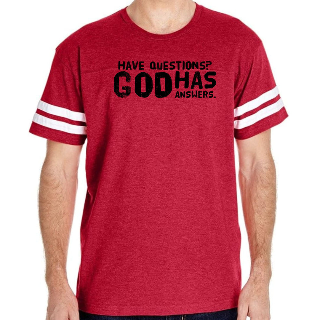 Mens Vintage Sport Graphic T-shirt have Questions God has Answers
