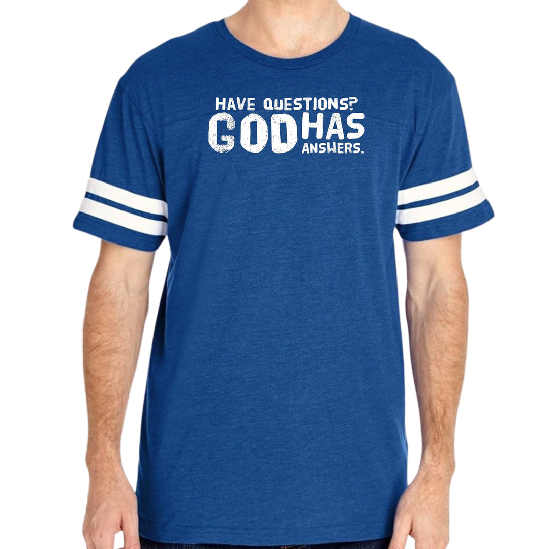 Mens Vintage Sport Graphic T-shirt have Questions God has Answers