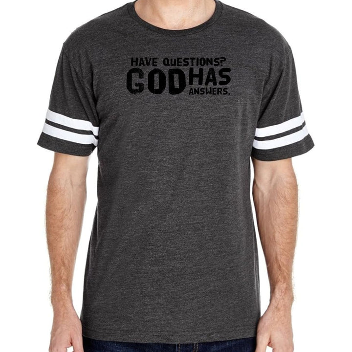 Mens Vintage Sport Graphic T-shirt have Questions God has Answers