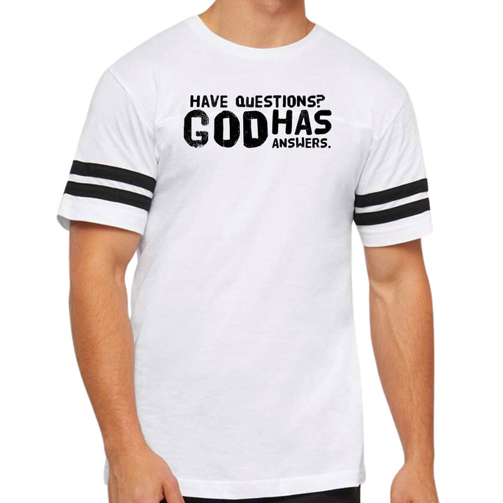 Mens Vintage Sport Graphic T-shirt have Questions God has Answers