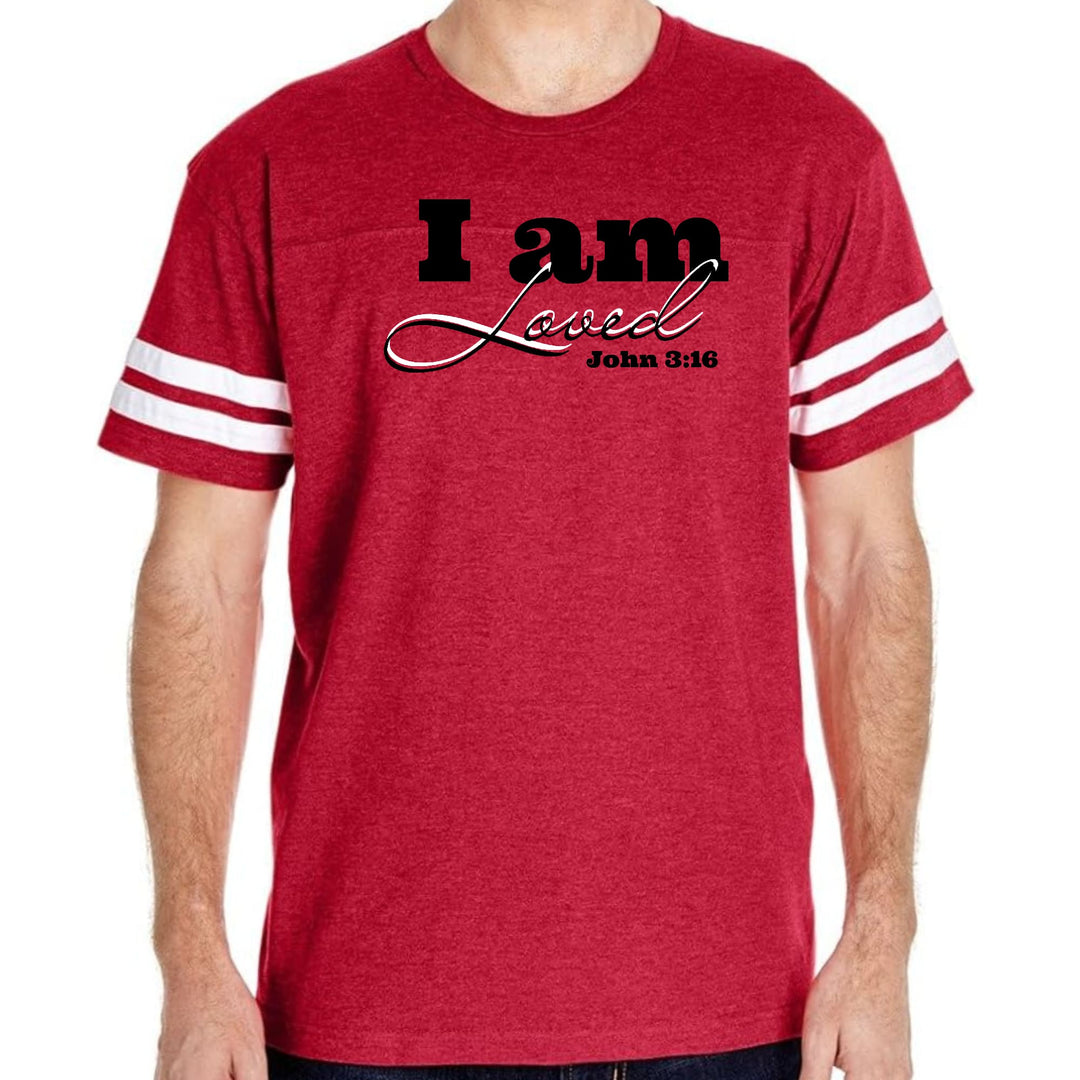 Mens Vintage Sport Graphic T-shirt i am Loved - John 3:16 Black