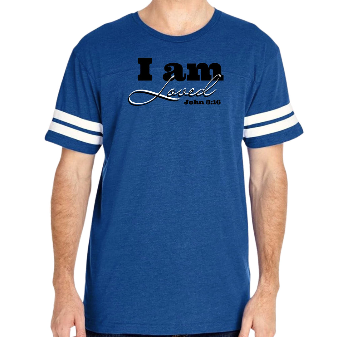 Mens Vintage Sport Graphic T-shirt i am Loved - John 3:16 Black
