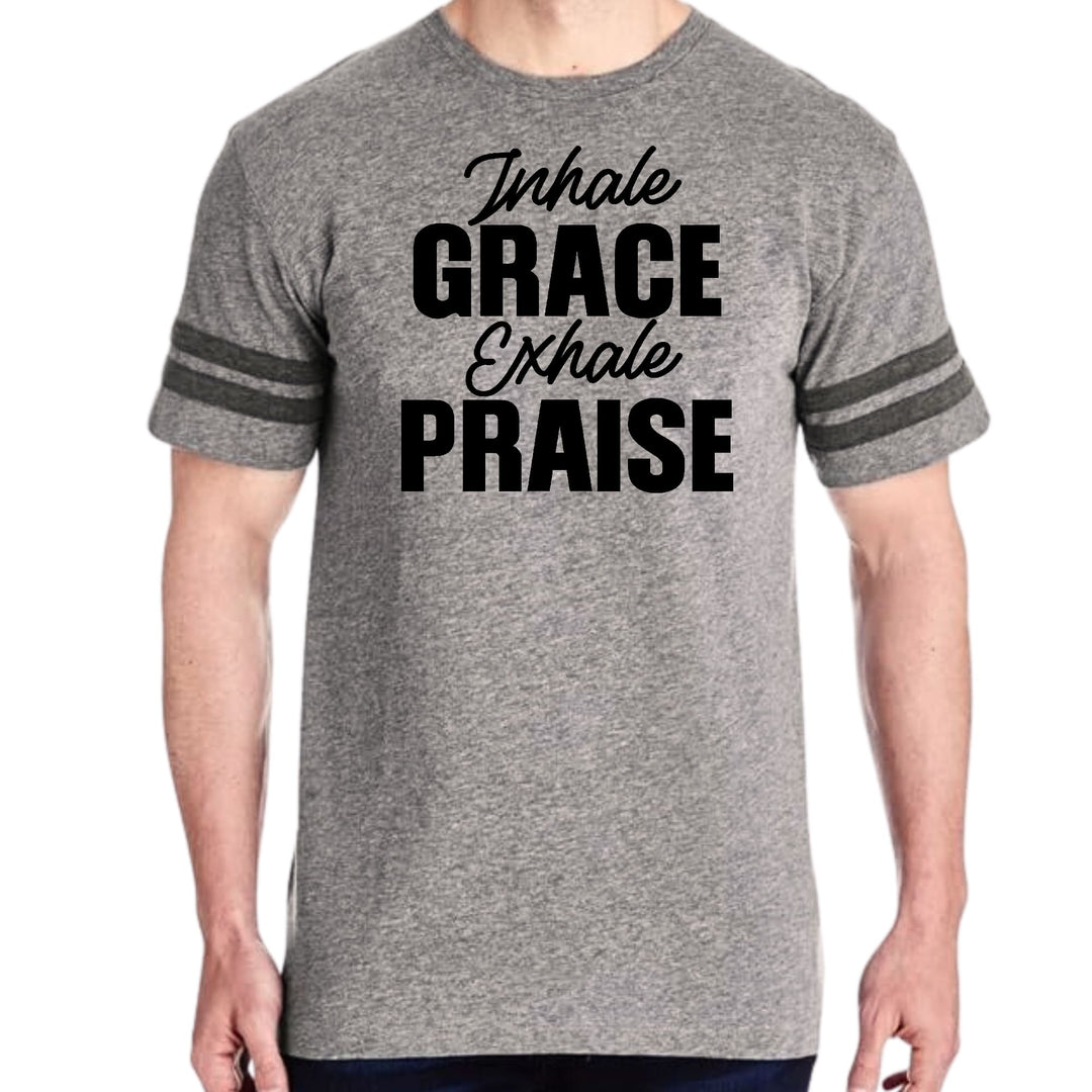 Mens Vintage Sport Graphic T-shirt Inhale Grace Exhale Praise Black