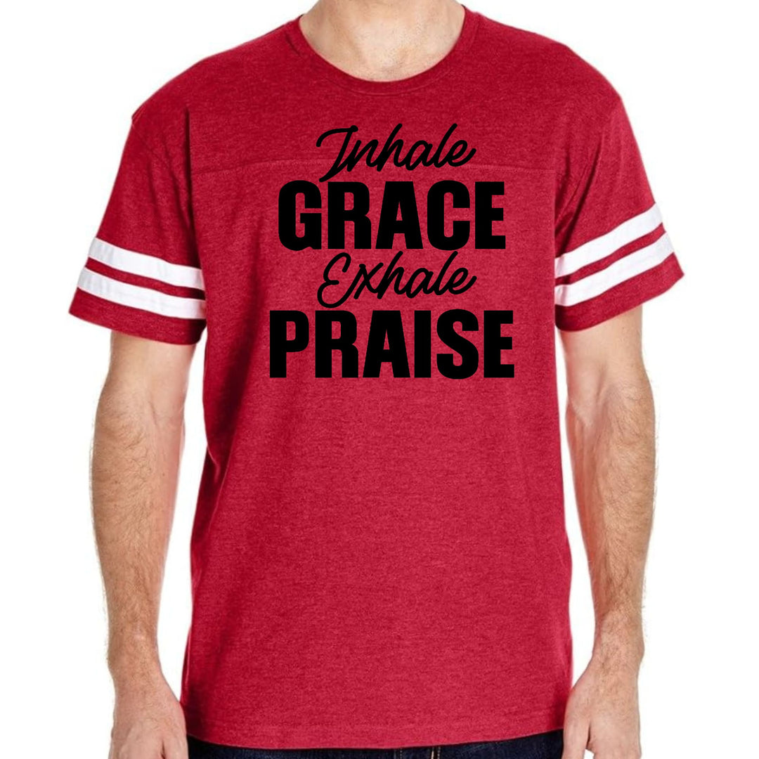 Mens Vintage Sport Graphic T-shirt Inhale Grace Exhale Praise Black