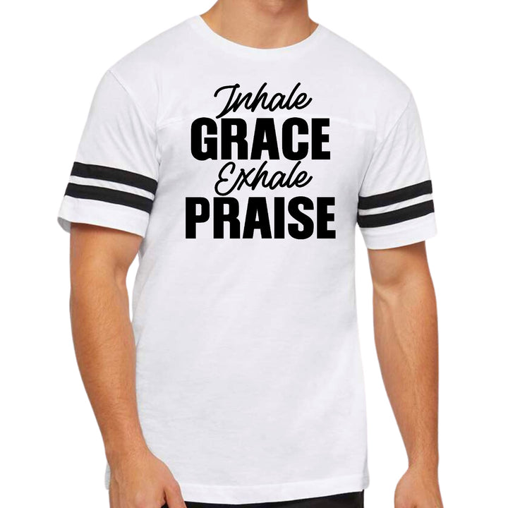 Mens Vintage Sport Graphic T-shirt Inhale Grace Exhale Praise Black