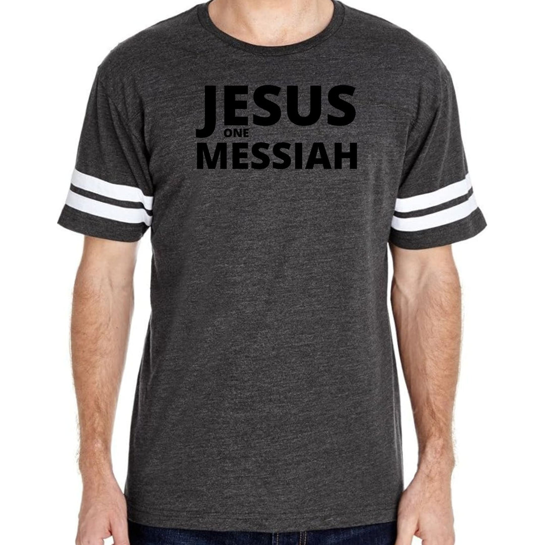 Mens Vintage Sport Graphic T-shirt Jesus one Messiah Black