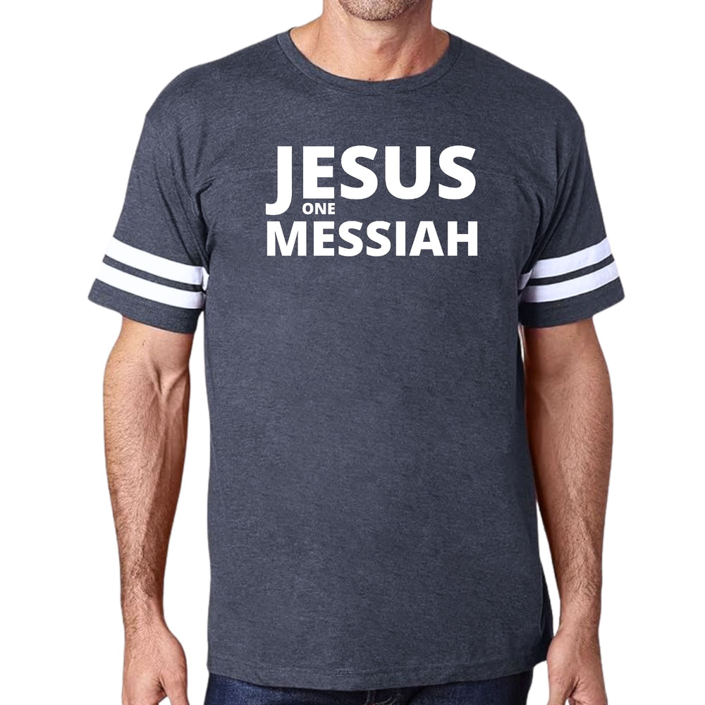 Mens Vintage Sport Graphic T-shirt Jesus one Messiah - Mens/T-Shirts/Vintage