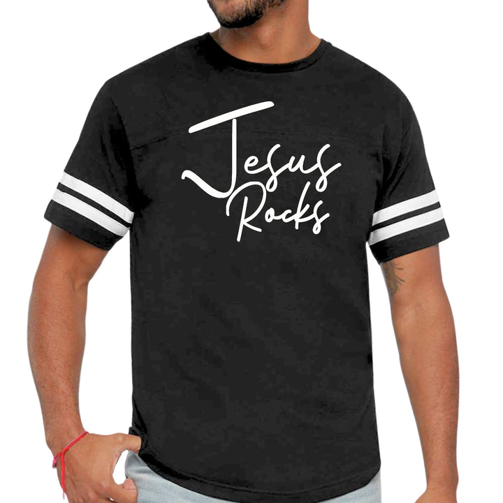 Mens Vintage Sport Graphic T-shirt Jesus Rocks Print - Mens/T-Shirts/Vintage