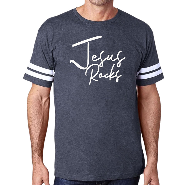 Mens Vintage Sport Graphic T-shirt Jesus Rocks Print - Mens/T-Shirts/Vintage