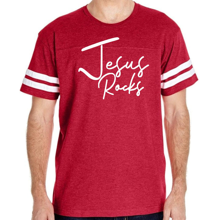 Mens Vintage Sport Graphic T-shirt Jesus Rocks Print - Mens/T-Shirts/Vintage