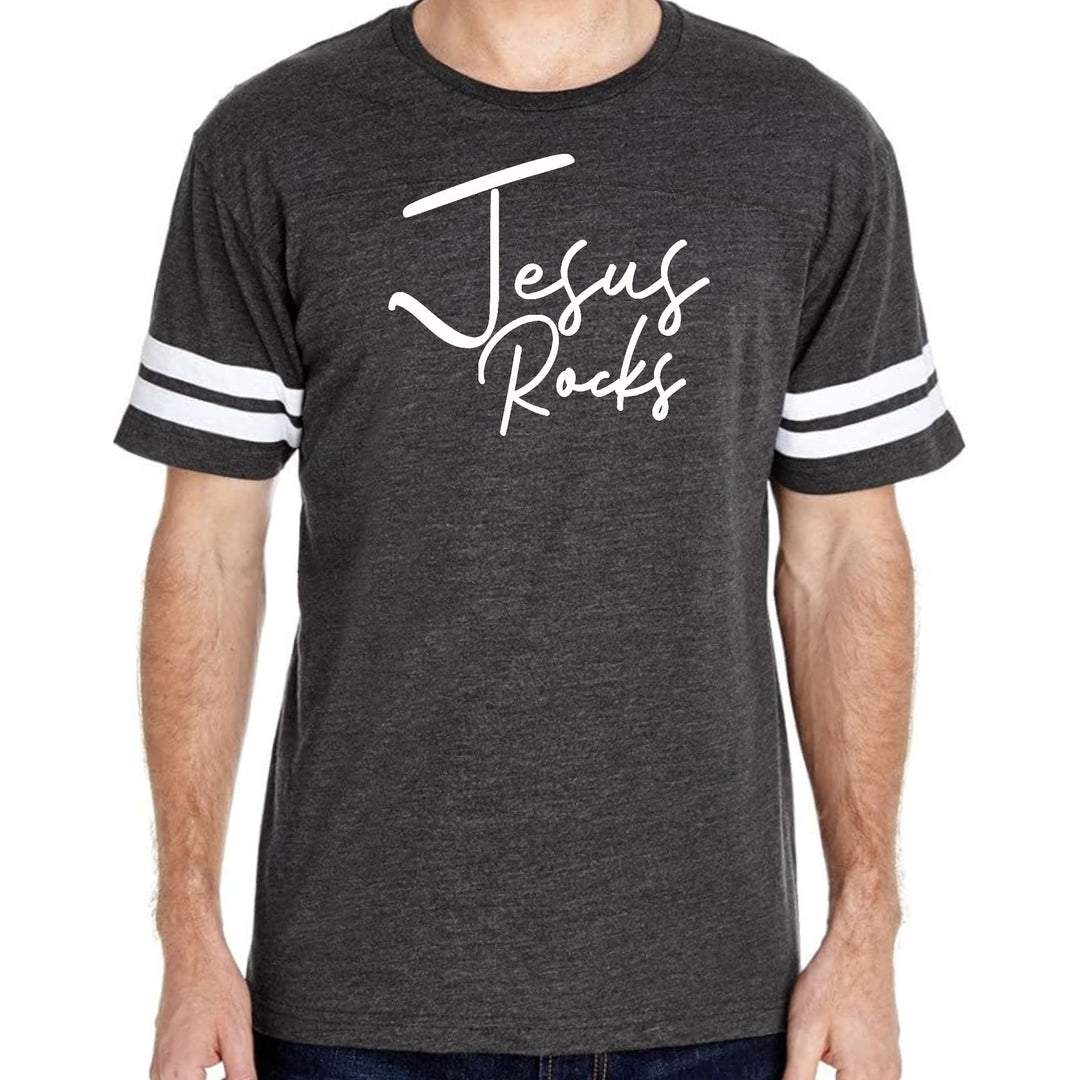 Mens Vintage Sport Graphic T-shirt Jesus Rocks Print - Mens/T-Shirts/Vintage