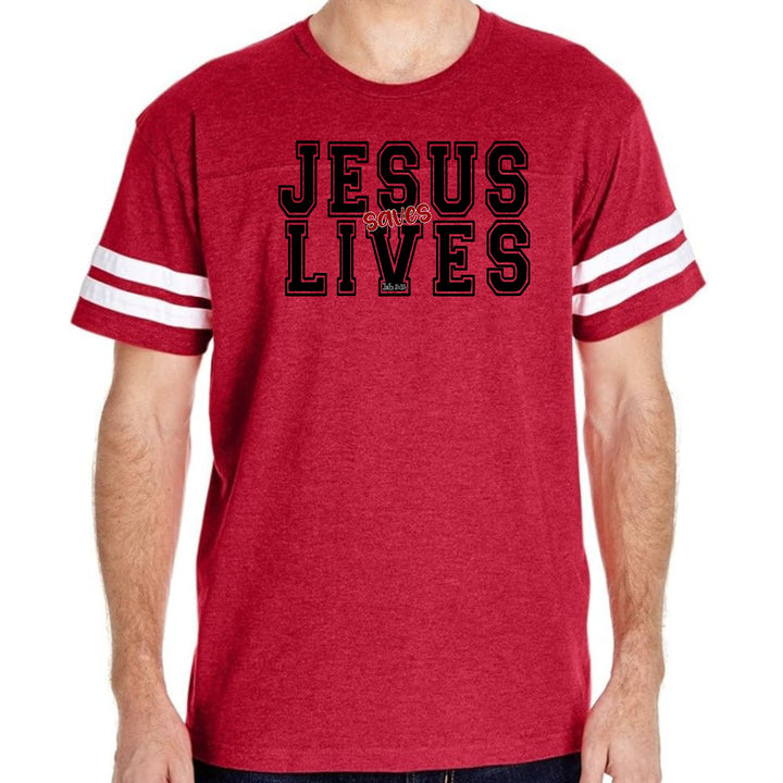 Mens Vintage Sport Graphic T-shirt Jesus Saves Lives Black Red