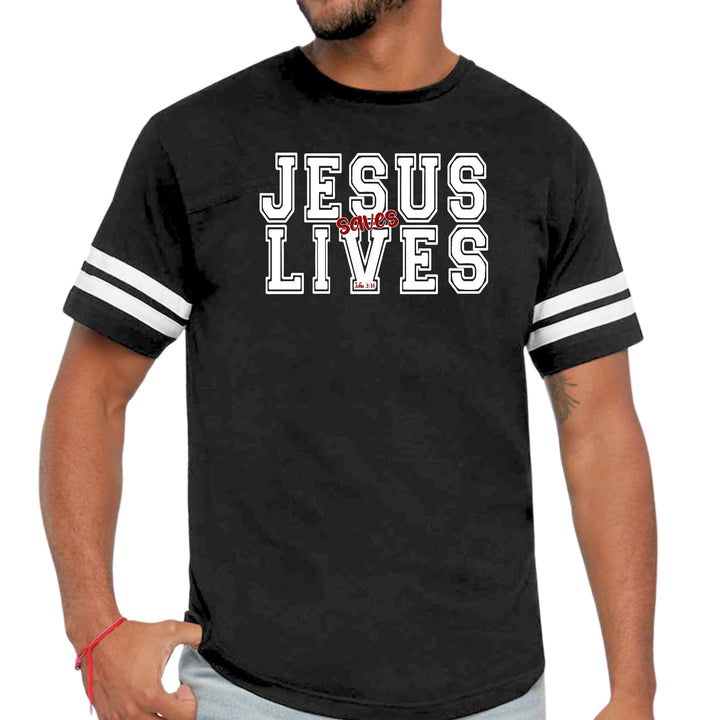 Mens Vintage Sport Graphic T-shirt Jesus Saves Lives White Red
