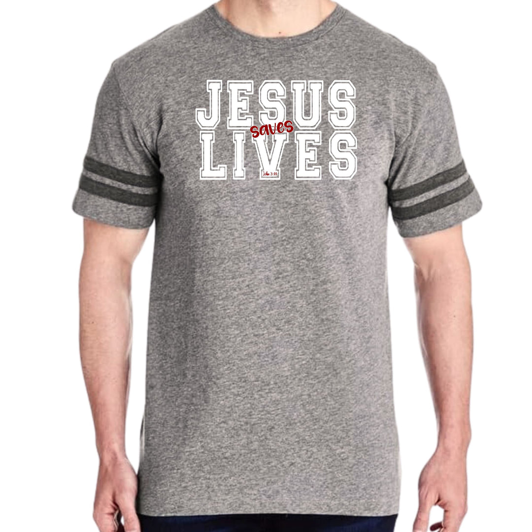 Mens Vintage Sport Graphic T-shirt Jesus Saves Lives White Red