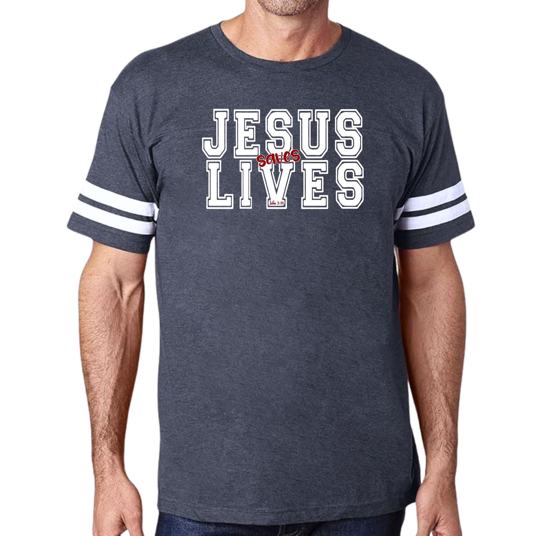 Mens Vintage Sport Graphic T-shirt Jesus Saves Lives White Red