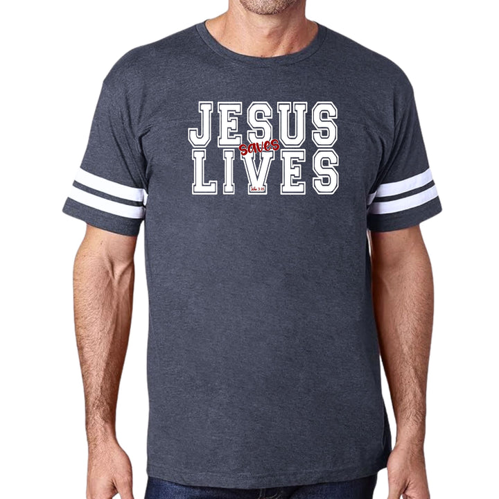 Mens Vintage Sport Graphic T-shirt Jesus Saves Lives White Red