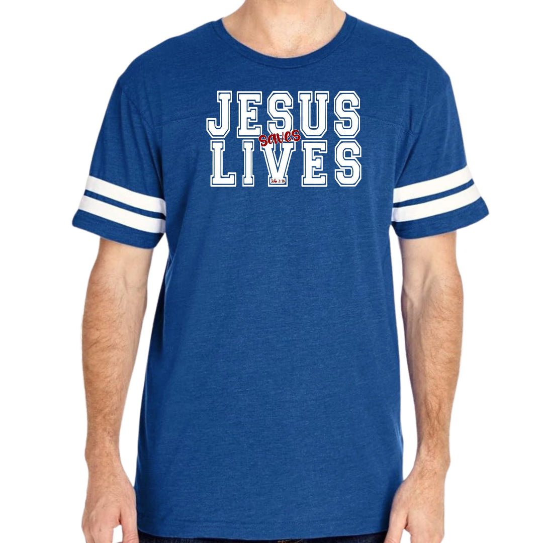 Mens Vintage Sport Graphic T-shirt Jesus Saves Lives White Red