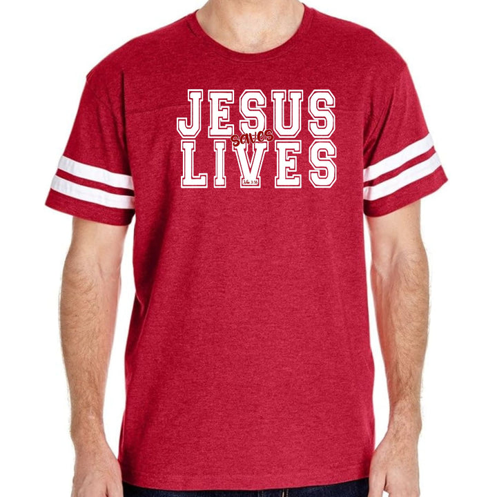 Mens Vintage Sport Graphic T-shirt Jesus Saves Lives White Red