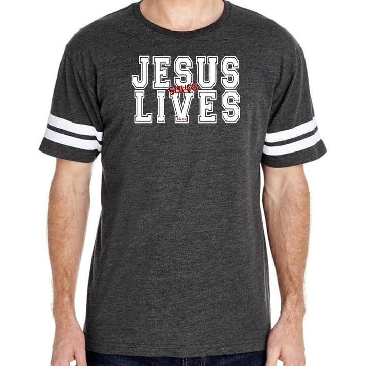 Mens Vintage Sport Graphic T-shirt Jesus Saves Lives White Red