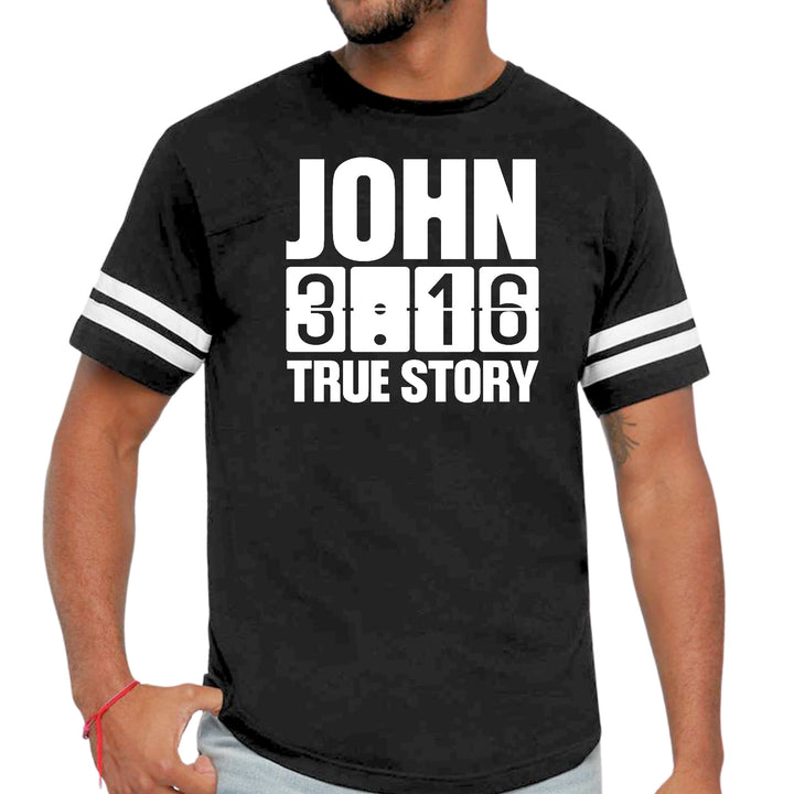 Mens Vintage Sport Graphic T-shirt John 3:16 True Story Print