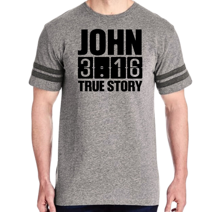 Mens Vintage Sport Graphic T-shirt John 3:16 True Story Print