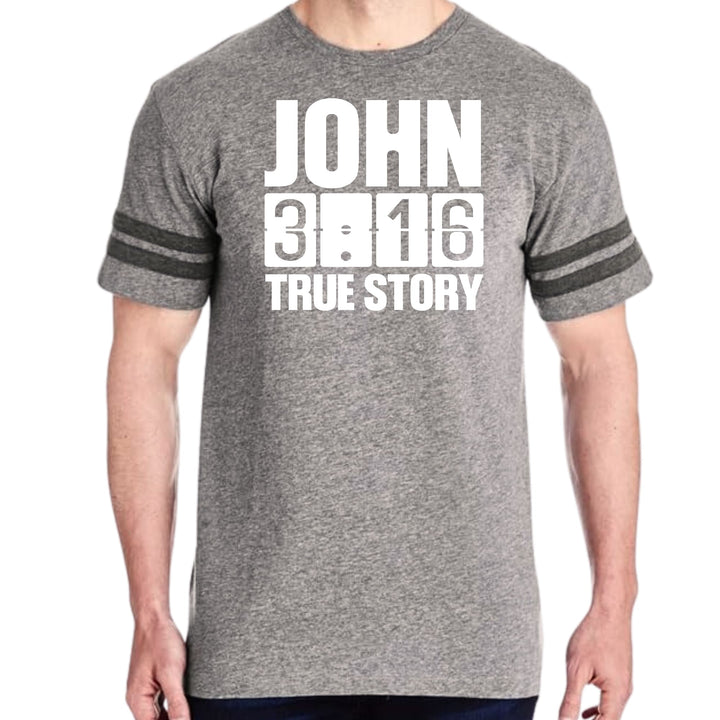 Mens Vintage Sport Graphic T-shirt John 3:16 True Story Print