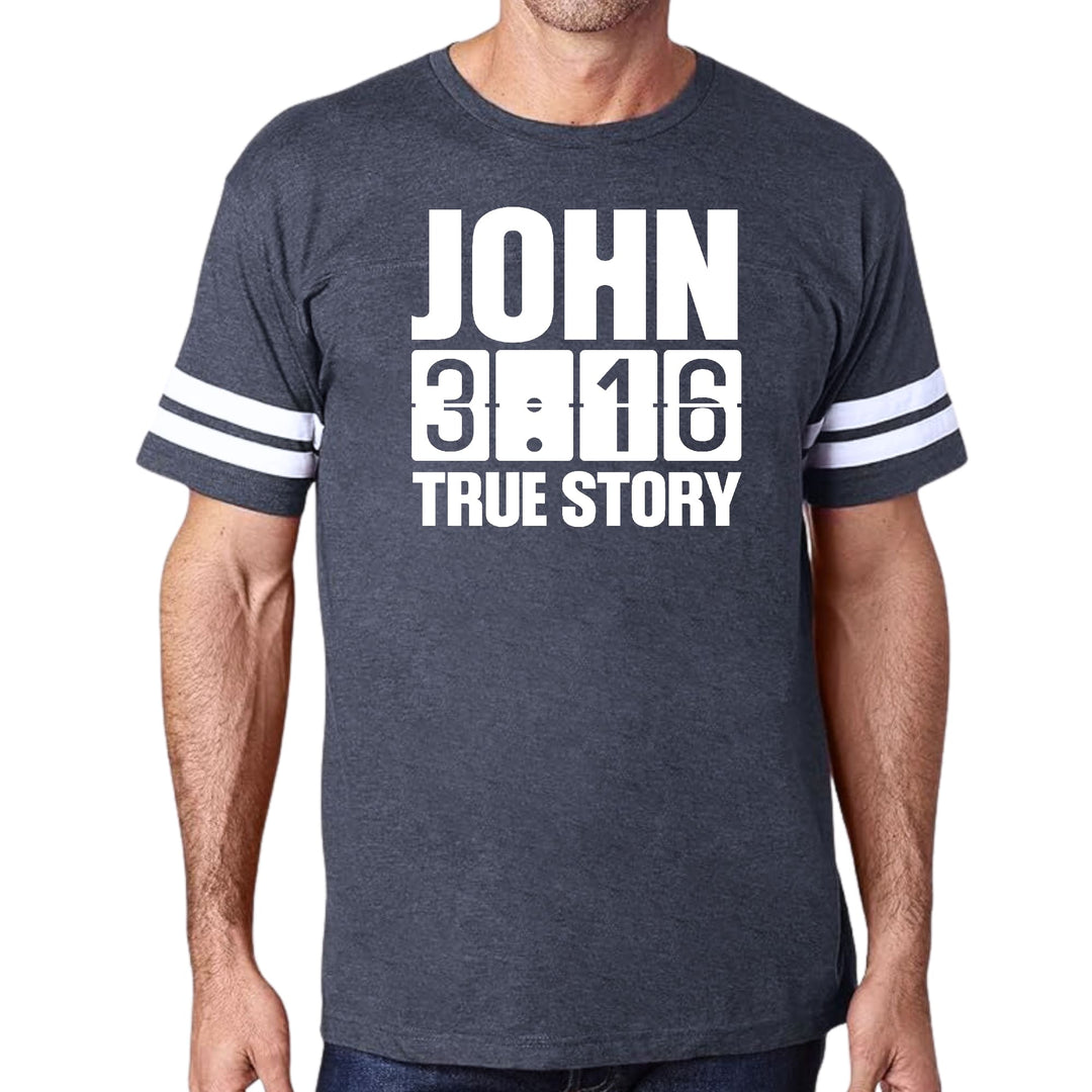 Mens Vintage Sport Graphic T-shirt John 3:16 True Story Print