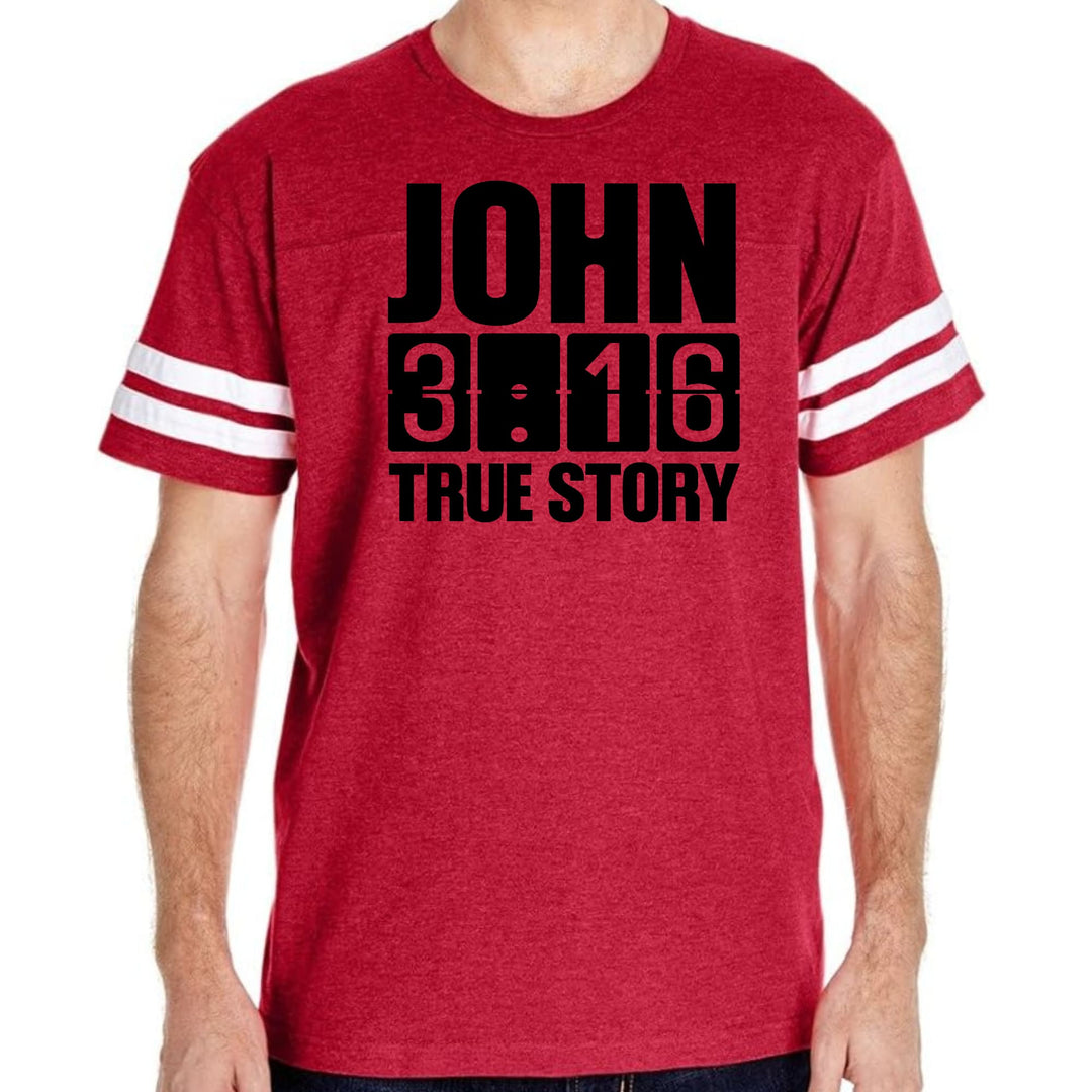 Mens Vintage Sport Graphic T-shirt John 3:16 True Story Print