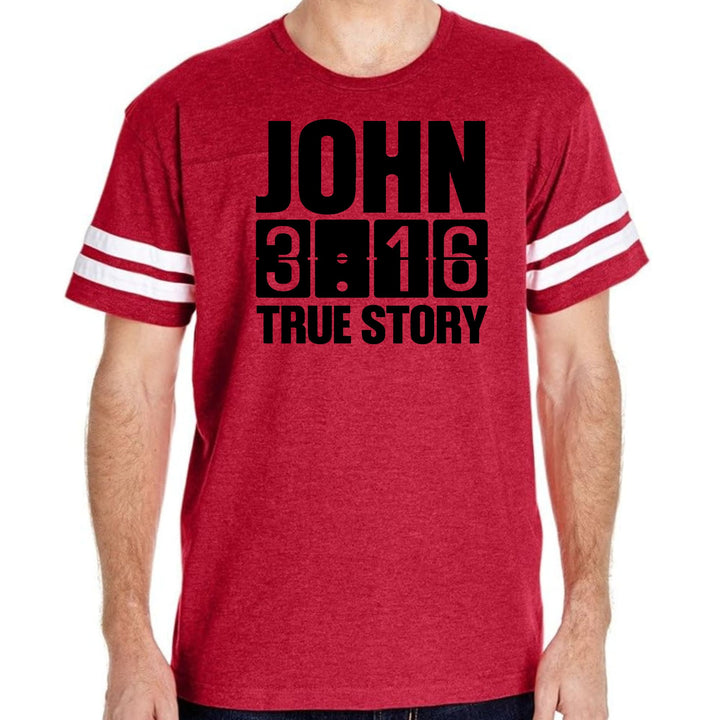 Mens Vintage Sport Graphic T-shirt John 3:16 True Story Print