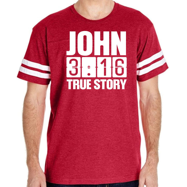 Mens Vintage Sport Graphic T-shirt John 3:16 True Story Print