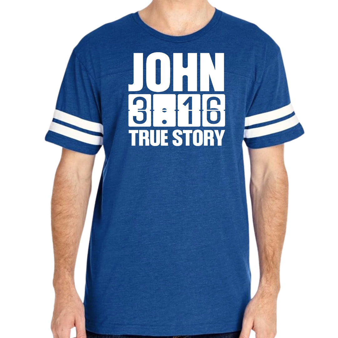 Mens Vintage Sport Graphic T-shirt John 3:16 True Story Print