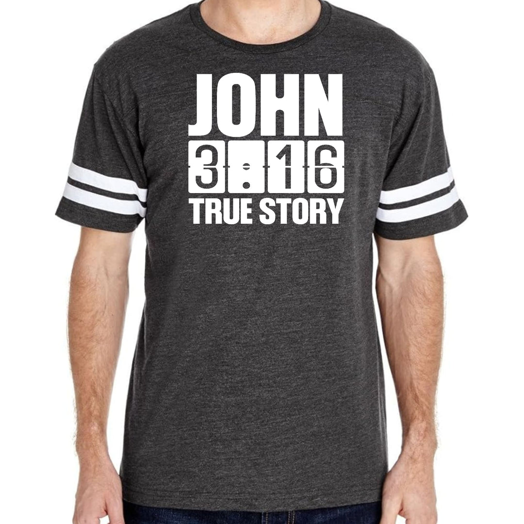 Mens Vintage Sport Graphic T-shirt John 3:16 True Story Print