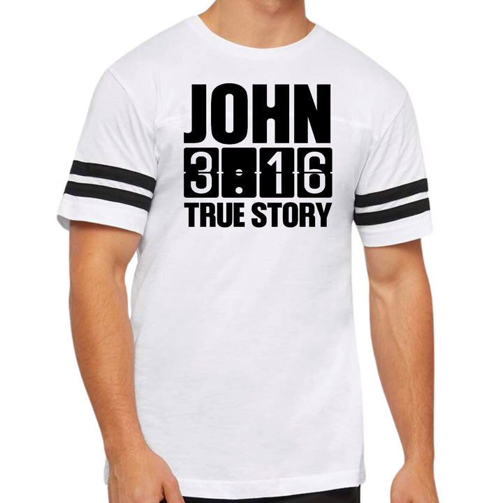 Mens Vintage Sport Graphic T-shirt John 3:16 True Story Print