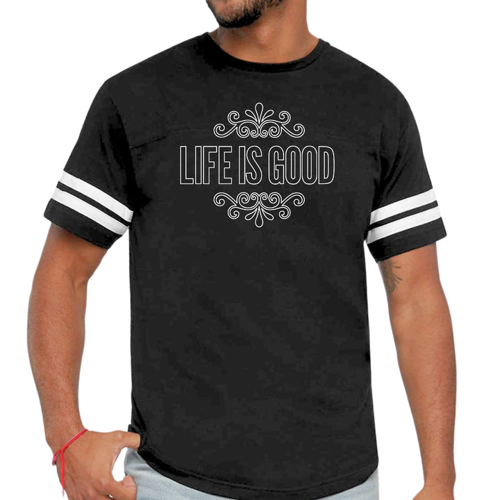 Mens Vintage Sport Graphic T-shirt Life is Good Word Art Illustration