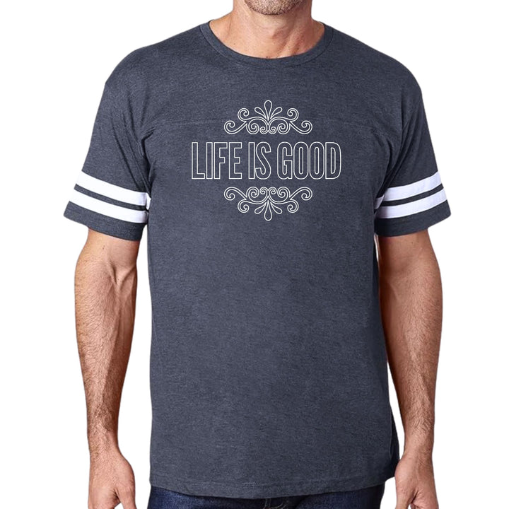 Mens Vintage Sport Graphic T-shirt Life is Good Word Art Illustration