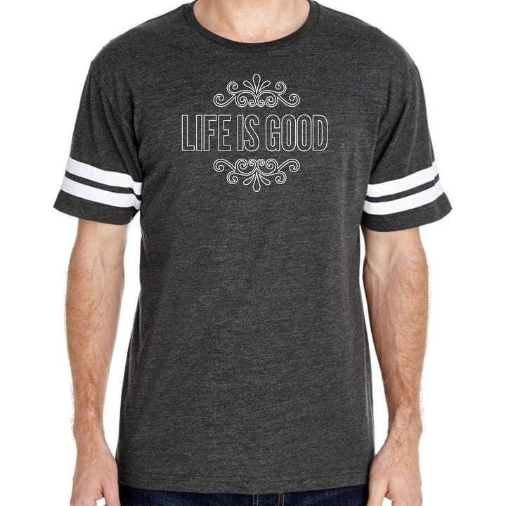 Mens Vintage Sport Graphic T-shirt Life is Good Word Art Illustration