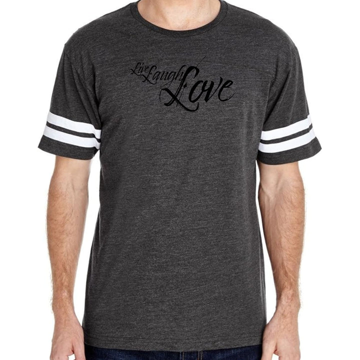 Mens Vintage Sport Graphic T-shirt Live Laugh Love Black Illustration