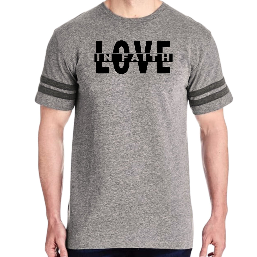 Mens Vintage Sport Graphic T-shirt Love in Faith Black Illustration